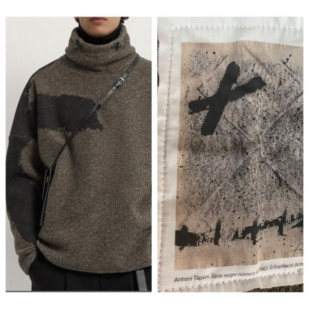 NWT Zara X Antoni Tapies Capsule Collection 1967 Art Inspired Pullover L